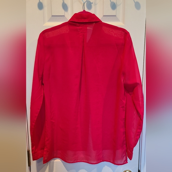 Sweet n Kool outfitters fuschia hot pink sheer rhinestone blouse L western rodeo - Picture 9 of 10